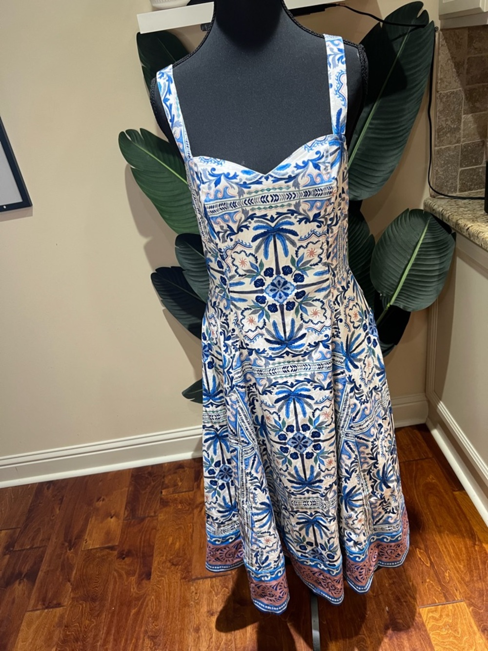 Avec Les Filles Sea Beach Life Palm Trees Midi Dress 8